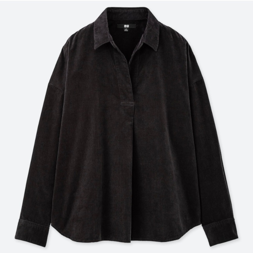 Oversized Uniqlo Black Corduroy Blouse